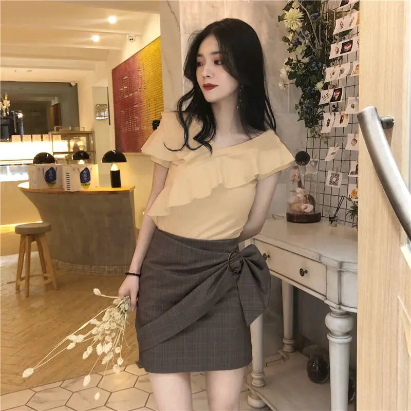 Summer V-Neck Off-Shoulder T-Shirt for Women