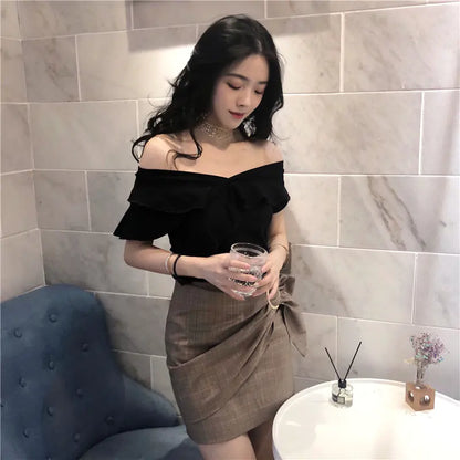 Summer V-Neck Off-Shoulder T-Shirt for Women